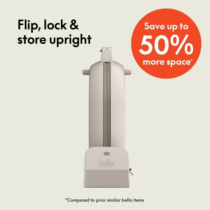 Bella صانعة الوافل Flip-n-Store مع طلاء سيراميك EverGood™ غير اللاصق، أدوات مطبخ تناسب أي مكان™، ضوء مؤشر الطاقة، مقبض بارد اللمس ولف السلك، أطباق بعرض 7 بوصات وعمق 1 بوصة، 1000 واط، حليب الشوفان - Image 2